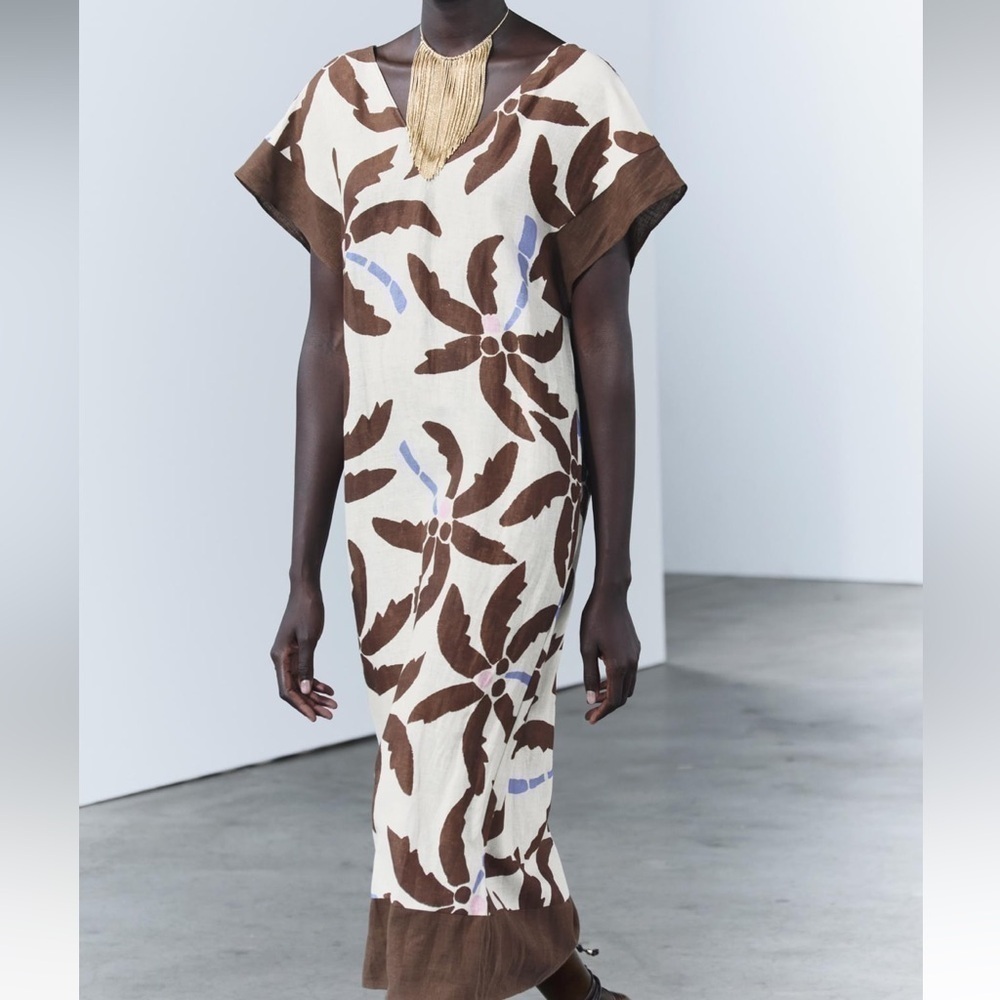 New ZARA Linen Blend Tunic Dress ZW Collection - Picture 2 of 9